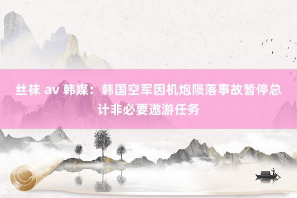 丝袜 av 韩媒：韩国空军因机炮陨落事故暂停总计非必要遨游任务