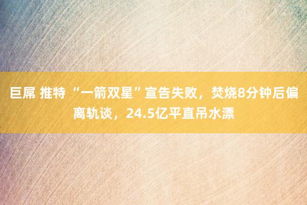 巨屌 推特 “一箭双星”宣告失败，焚烧8分钟后偏离轨谈，24.5亿平直吊水漂