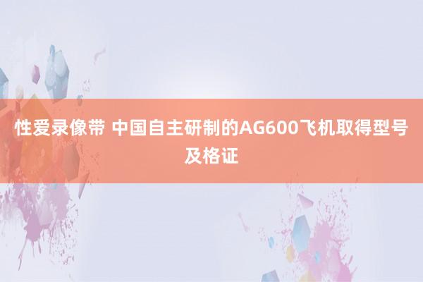 性爱录像带 中国自主研制的AG600飞机取得型号及格证