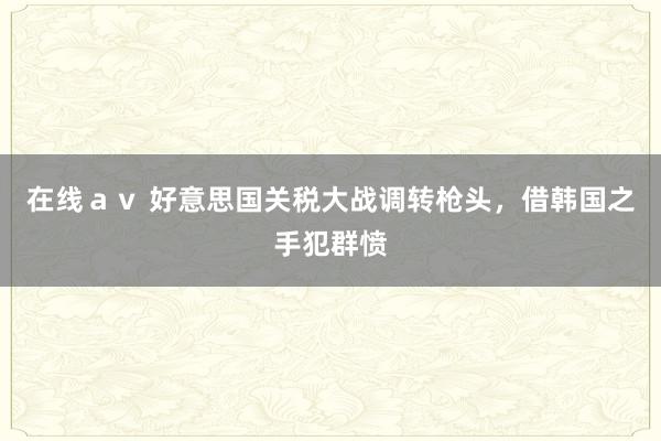 在线ａｖ 好意思国关税大战调转枪头，借韩国之手犯群愤