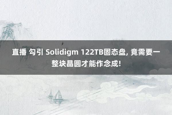直播 勾引 Solidigm 122TB固态盘， 竟需要一整块晶圆才能作念成!